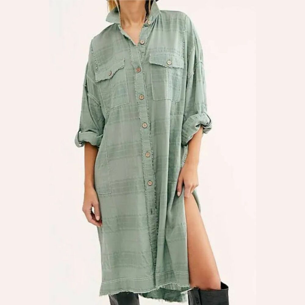 Free People We The Free Sahara Sounds Longline Maxi Top Shirt Dress - XS NWT